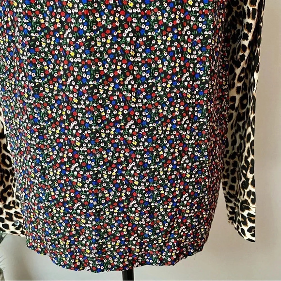 Equipment Liam Silk Blouse Large Floral & Animal Print Contrast Scoop Neck - Picture 11 of 13